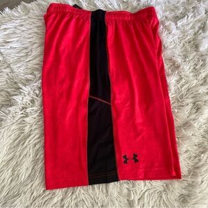 U see Armour men raid shorts summer run hike orange red black medium